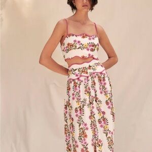 SAYLOR Pink and White Floral Skirt Set